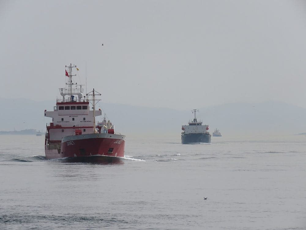 İstanbul Boğazı'ndan geçen kargo gemileri